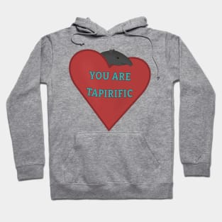 Cute Malayan Tapir Red Heart "You Are Tapirific" Hoodie